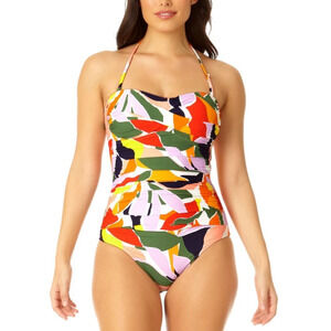Anne Cole Women's Twist-Front Ruched-Waist One Piece Swimsuit Sz 16 15453